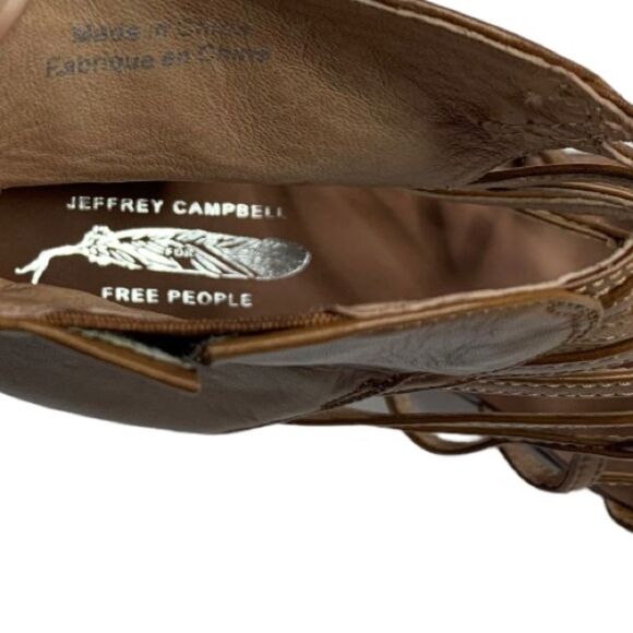 Free People Jeffrey Campbell Gladiator look Leather Block Heels Size 8M Brown - Picture 9 of 9